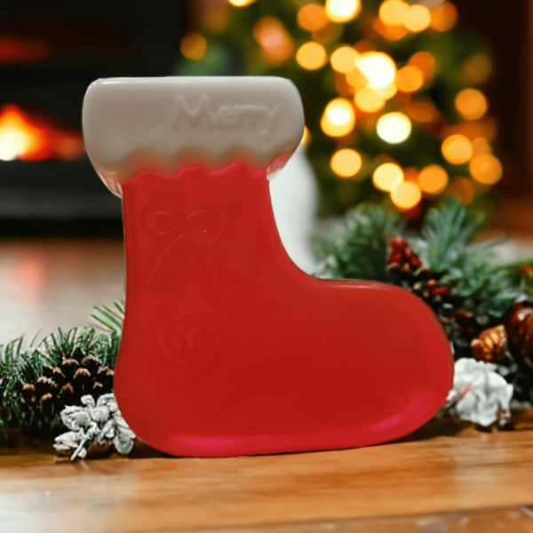 Christmas Soap in the shape of a boot with Pomegranate fragrance