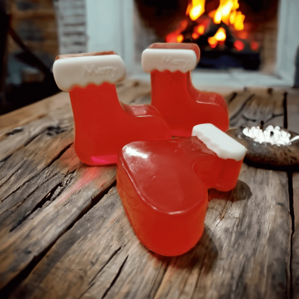 Christmas Soap in the shape of a boot with Pomegranate fragrance